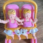 Twin Girl Baby Dolls Doll Playset W  Double Stroller  Blonde Hair  Light