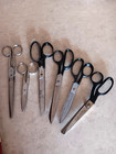 Vtg  Lot Of 6 Black Handled Shears Scissors Plus 2 Silver Handled Pairs