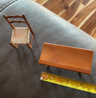 Vintage Rectangle Dollhouse Table Plus 1 Chair - Walnut