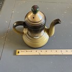 Vintage Authentic Japanese Stoneware Ceramic 8  Tea Pot Yellow black brown
