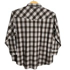 Ely Cattleman Big Man Western Brown Plaid Pearl Snap Long Sleeve Shirt Size 4x