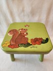 Vintage Wood Hand Painted Stool Squirrel And Bird Design Signed  yours Truly 