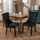 Dining Chair Set Of 2 Velvet Upholstered Kitchen Dining Chair W  Wood Legs Black