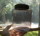 1870s Amethyst Hand Blown Glass Apothecary Storage Pantry Jar W original Tin Lid
