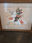 2 Vintage Japanese Silk Painting Samurai On Horseback Signed   Stamped 18 X 22