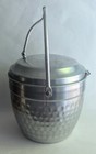 Midcentury Hammered Aluminum Ice Bucket With Attached Lid 