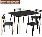5-piece Dining Set Table And 4 Chairs Home Kitchen Room Breakfast Furniture Blac