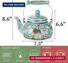 Pumtus 2 6 Quart Floral Enamel Tea Kettle  Vintage Enameled Teapot Stovetop  Ena
