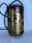 Antique Japanese 4 Compartment Inro Black Laquer With Gold Maki-e Meiji Period