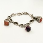 Antique 800 Silver Etruscan Charm Bracelet Carnelian Amethyst Filigree 7 75 