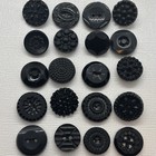 20 Antique Victorian Black Glass Carved  Faceted Button Lot Whistle