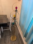 Vintage Mid-century Modern Tiered Globe Halo Gold Floor Lamp  3 Glass Globes     