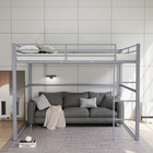Full Size Metal Loft Bed Frame With Safety Guardrails   Ladder For Teens Adults