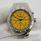 Seiko Kinetic Men s Silver Tone W  Yellow Dial 50m Watch 5m42-0f19