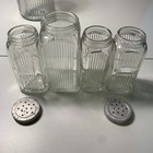 5 Antique Vintage Hoosier Cabinet Ribbed Square Glass Spice Jar  Coffee Jar