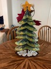 Vintage Primitive Folk Art Metal Christmas Tree With Angels Beautiful 18    Tall
