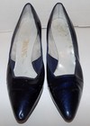 Vintage 50s 60s Dark Blue Vinyl Wet Look Stiletto Heel Shoes Connie 8