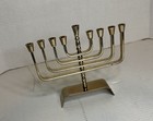 Vintage Brass 9 Branch Hanukkah Menorah Judaica Candle Holder Israel Brass gold