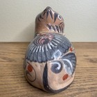 Tonala Style Mexican Folk Art Pottery Cat Figurine     Hand Painted Signed Mexico