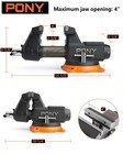 Pony 4  Heavy Duty Bench Vises 360   Rotatable 4  Jaw Opening 4400lbs Clamp Force