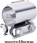 4pcs 2 5  T304 Stainless Steel Butt Joint Band Muffler Exhaust Pipe Clamp Sleeve