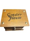 Vintage  Coasters Wood Cork Drink Set Of 8 Wooden Storage Box