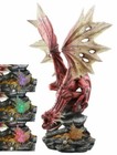 Ebros Large Red Volcano Dragon Crouching On Crystal Cavern Ruins With Led Light