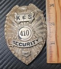 Vintage K s Security Inc Badge  410 Heavy 2 3oz 3x2 Metal Guard Shield
