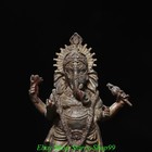 8 2  Old China Bronze Gilt 4 Arms Ganesh Lord Ganesha Elephant God Buddha Statue