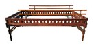 Handmade Antique Walnut Wooden Rolling Child Sized Trundle Bed Frame Safety Rail