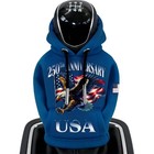 250 Anniversary Usa Gear Shift Hoodie Cover  Universal Fit For Car Blue