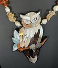 Vintage Lee Sands Statement Necklace Brooch Set Owl