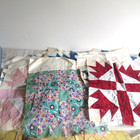 Vintage Unfinished Quilt Squares 24 Bears Paw 11 X 11  1930 s Hand  Machine Piec