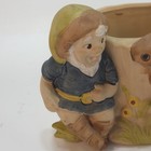 Vintage 70s Ceramic Planter Elf Gnome Tree Stump Desk Organizer Decor Enesco