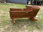 Authentic Antique Early 20th Century Handcrafted Wooden Rocking Cradle  bassinet