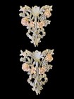 Vintage Syrocowood Floral Wall Plaques Pair Roses Bow Shabby Chic French Cottage