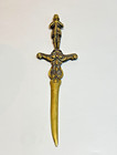 Antique Belgian Solid Bronze Knife Letter Opener Medieval Knight Sword