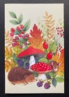  one  Hedgehog Mouse Blank Note Card Woodland Niquea d Papyrus Gold Seal 1