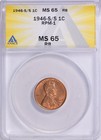 Rpm-1 Most Important Error variety 1946-s s Lincoln Cent  Anacs Ms-65 Rb