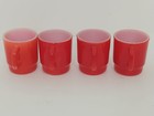 Vintage Anchor Hocking Red Mug cup Set Of 4 D Handles Usa