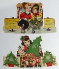 Set Of 4 Mint And Unused Stand-up Christmas Greeting Cards 1940 s Vtg Graphics