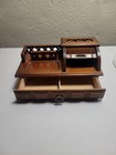 Vintage Wood Roll Top Organizer For Dresser chest jewelry  Change  Wallet  Keys