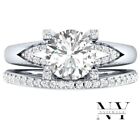 Round Cut 2 50 Carat Moissanite Bridal Set Engagement Ring Solid 14k White Gold