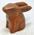 Vintage Wooden Rabbit Figurine Original Old Hand Carved