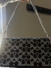 Coach Signature Studded Small Flap Shoulder Bag W  Silver Chain Strap