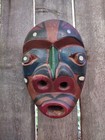 Northwest Coast Mask Vintage Kwakiutl Mask Carved Cedar Wood Mask Signed