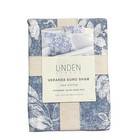 Linden Street French Country Veranda Euro Pillow Sham Blue White Floral Birds