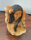 Japanese Carved Ancient Style Figurine Tattooed Kimono Long Hair Marked 2 25   