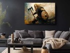 Viking Warrior Canvas Print  Battle-ready Painting Style Wall Art For Home