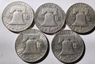 Lot Of 5 Franklinhalfd0iiars 1948 To 1962   random   